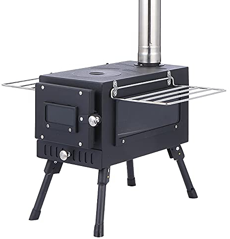 Réchaud pour tente de camping, grand poêle à bois pour tente avec 6 tuyaux de cheminée, poêle à bois extérieur pour camping, randonnée, voyage, pique-nique
