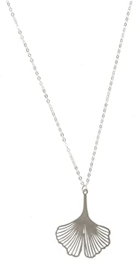 Gemshine Halskette mit Gingko Anhänger in hochwertiger Verarbeitung in Silber oder vergoldet. Fair Trade, qualitätsvoller Schmuck Made in Spain, Metall Farbe:Silber