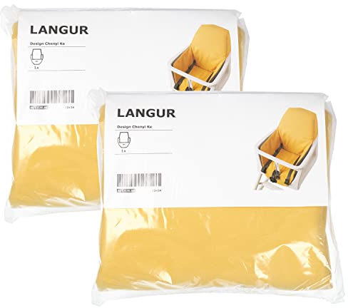 Ikea LANGUR 003.526.48 Sitzbezüge für Hochstuhl, gelb, maschinenwaschbar, 2 Stück
