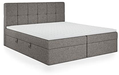 FEDVE Boxspringbett 180x200 Dunkelgrau – Mokpo – Praktisches Bett mit Bettkasten – Gemütlich Kopfteil Bett mit Matratze für Viele Jahr - Stabiles Doppelbett mit Stauraum zum Schlafzimmer