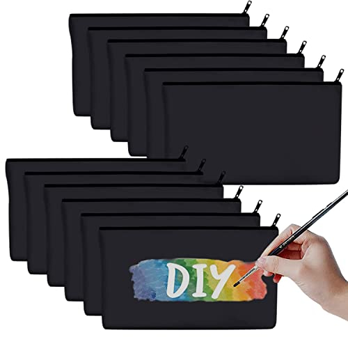 12 Stück DIY Blanko Stoffbeutel,Reise Kulturbeutel,Kosmetiktaschen mit Reißverschluss,Brautjungfern Geschenk Kosmetiktasche,Stoff Federmäppchen,Segeltuch Kosmetiktasche,Federmäppchen Klein