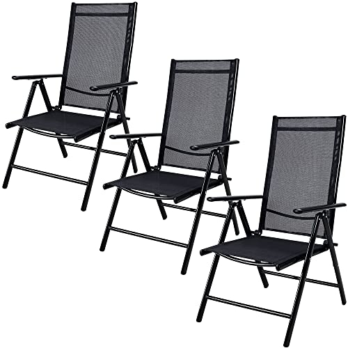 Casaria® Gartenstühle 3er Set Hochlehner Klappbar 8-Fach Verstellbar Camping Stuhl Aluminium Wetterfest Klappstuhl 120kg Belastbarkeit Garten Balkon