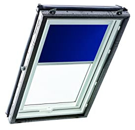 Original Roto Rollo Exclusiv ZRE für Roto Dachfenster - Führungsschiene Silber - Manuelle Bedienung - Tageslichtrollo Baureihe Designo R4/R7 und Classic 43/73 - Größe 114/140 | 11/14 - Farbe Blau
