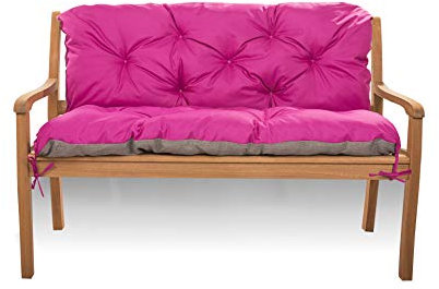 Sitzkissen für Hollywoodschaukel wetterfest - Bankkissen Outdoor - Gartenschaukel Kissen Sitzbank mit Rückenlehne (120 x 50 x 40, Rosa)