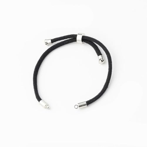 LOVIVER Bracelet Coulissant en Nylon réglable à 10 pour Fabrication de Bracelets à Cordon torsadé de 8,9 '' (22,5 cm), Argent Noir