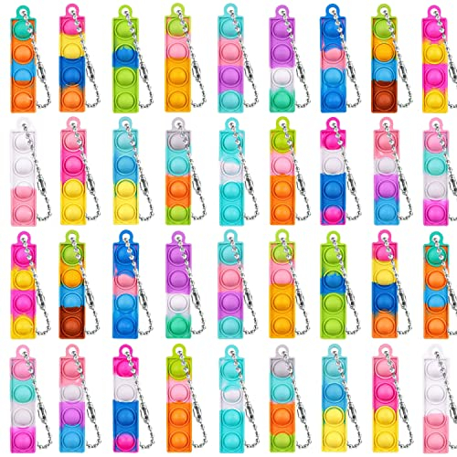 Yeefunjoy 36PCS Porte-clés Enfants Nouveau Populaire, Coloré Silicone Squeeze Pop Bubble Fidget Bulk Jouets Sensoriels, Mini Poppet Bubble Stress Soulagement de Anxiété Jouets pour Enfants Adultes