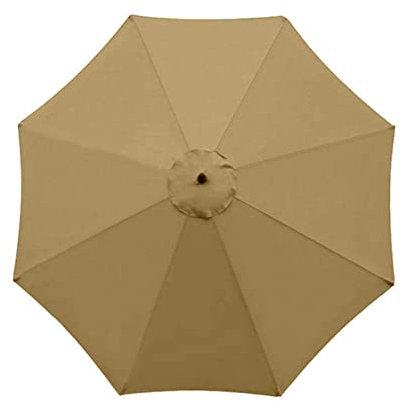 TWSOUL Replacement Parasol Fabric Cover, 2.7 m 6 Ribs / 3 m 8 Ribs Parasol Replacement Canopy Cover, Anti-Ultraviolet Patio Umbrella Cloth Cover (Khaki, 3 m / 8 Ribs)