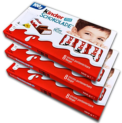 3 er Pack Kinder Schokolade 8er Kinderschokoladen Tafeln 3 x 100 g