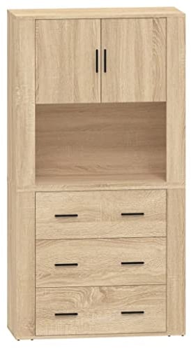 vidaXL Highboard, Sideboard mit viel Stauraum, Mehrzweckschrank Kommode Wandmontage, Schrank Beistellschrank für Wohnzimmer, Modern, Sonoma Eiche Holzwerkstoff
