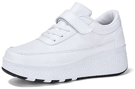 HUSKSWARE Jungen Mädchen Rollschuhe Schuhe Mit 4 Rollen Skateboardschuhe, verstellbar Jugend Schuhe mit Rollen, Weiß 37 EU