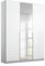 Rauch Möbel Alabama Drehtürenschrank Schrank Kleiderschrank Weiss Hochglanz/Grau mit Spiegel, 3-türig, Inklusive Zubehörpaket Classic, 2 Kleiderstangen, 7 Einlegeböden, BxHxT 136x229x54 cm