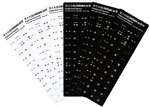6 Pezzi Adesivi Tastiera Italiana, Adesivi Tastiera Per Conversione Layout Italiano(3*Nero, 3*Bianco)
