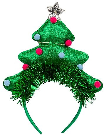 Talking Tables Reusable Novelty Christmas Tree Light up Hat with Headband | Fun Dress Up Hair Accessory For Xmas Party, Home, or Office | Fabric Material| One Size Fits All | Battery Included