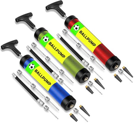 Lumous Rola 3PC Ball Pump with Nozzle, Extension Hose, Great Air Pump for Exercise Sport Balls - Football & Soccer, Basketball, Volleyball Pump, Swim Inflatables (3X FOOTBALL PUMP)