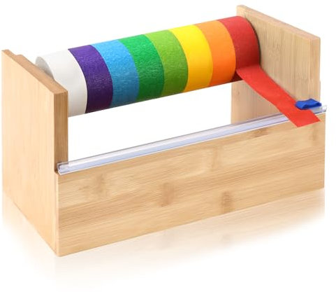 9.6 x 5.5 x 5 Wood Masking Tape Dispenser Craft Tape Dispenser Multi Roll Tape Dispenser Tape Cutter Dispenser Tape Stand Holder Tape Roll Holder for Painting Kitchen Office Gifts (No Masking Tape)