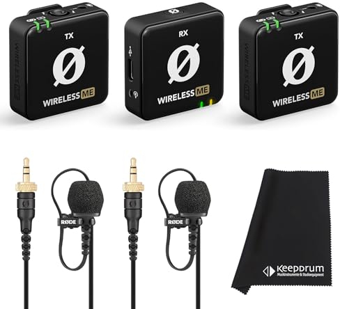 Rode Wireless ME Dual Mikrofon Funksystem + 2X Lavalier II Ansteckmikrofon + keepdrum Mikrofasertuch