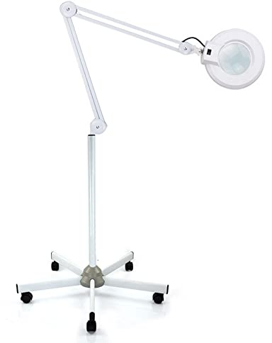 Loobiiny 8x Dioptrien 120 LEDs Lupenleuchte Kaltlicht Kosmetik Lupe Standlupe LED Lupenleuchte Rollstativ Lupenlampe Kosmetik Arbeitsleuchte Kosmetikleuchte