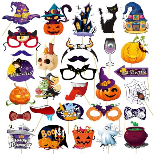 VOPIWOZ Scatola Photo Booth Halloween Accessori Decorazione Festa Compleanno Foto Puntelli Festa Scherzo Articoli per Bambino, Carnevale, Accessori Decorazioni Festa Halloween (Halloween)