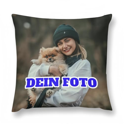MIOLCHEN Kissen mit Foto Bedrucken Lassen, Kissen Personalisiert, Fotokissen mit eigenem Foto, Personalisiertes Kissen, Kissenbezug personalisierbar mit Foto-Blid und Wunschtext. (40 * 40cm)