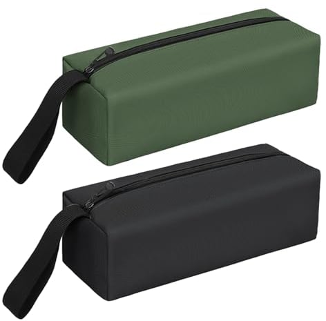Coptiner 2Pcs Multipurpose Zipper Small Tool Bags,Multipurpose Storage Pouch,Portable Tool Pouch Zipper Bag,Zippered Canvas Pouch,Waterproof Tool Organiser for Screwdriver Bolt Nail Screw,Black&Green