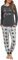 Leversic Pigiama Donna Invernale Cotone a Maniche Lunghe Set Morbido e Confortevole Grigio S