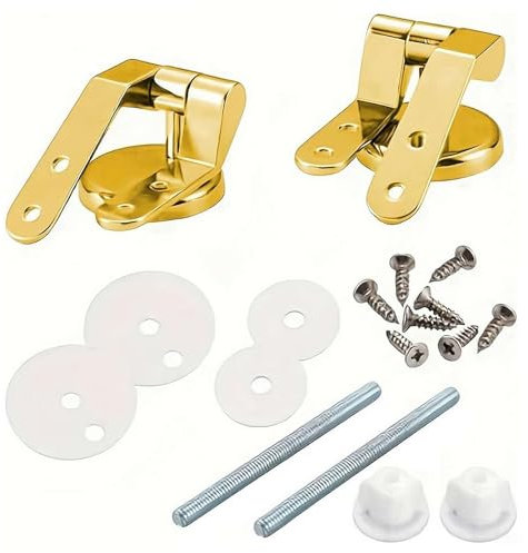 Wmool Toilet Seat Hinges Replacement, Gold Toilet Seat Hinges, Long Lasting Gold Replacement Toilet Hinges with Tight and Adjustable Fittings