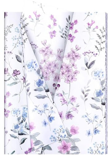 Jwssor Floral Tissue Paper, 20 Sheets 50x35 for Wrapping Gifts, Birthday Party, Wedding