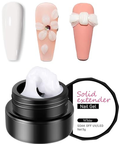 Solid Builder Gel for Nails, White Solid Sculpture Builder Gel 3D Nail Gel, Non-Stick Hand Nail Extension Gel for 3D Nail Carving Gel Patterns Decoration for Nail Art DIY at Home