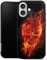 Slim Case extra dünn kompatibel mit Apple iPhone 16 Silikon Handyhülle schwarz Hülle Totenkopf Feuer Schädel