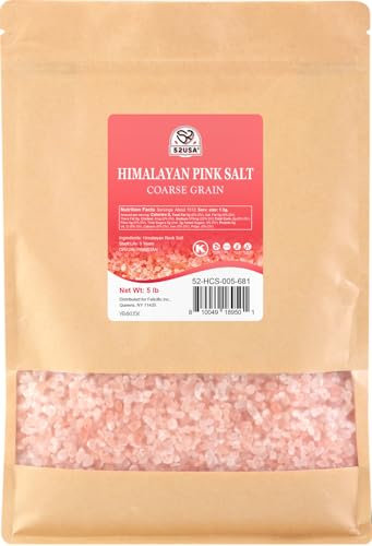 52USA Sal rosa del Himalaya, gruesa, bolsa de 5 libras, pura y natural, perfecta para molinillos, frotar y marinar