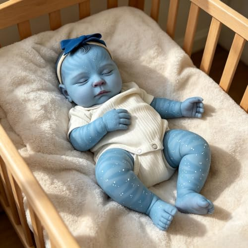 XinXinYuan Realistische Reborn-Puppe, weiches Vinyl, leuchtet im Dunkeln, schlafend, für Neugeborene, Alien-Puppe mit Fütterungssets, Geburtstags- und Weihnachtsgeschenk-Set für Kinder ab 3 Jahren
