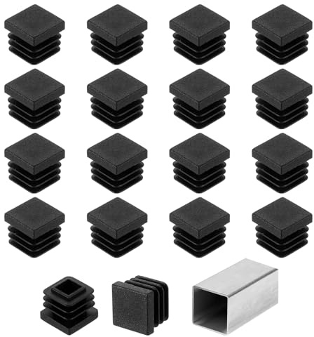 sourcing map Lot de 50 embouts carrés de 15 mm en plastique pour tubes métalliques, pieds de chaise, table, étagères, meubles, noir