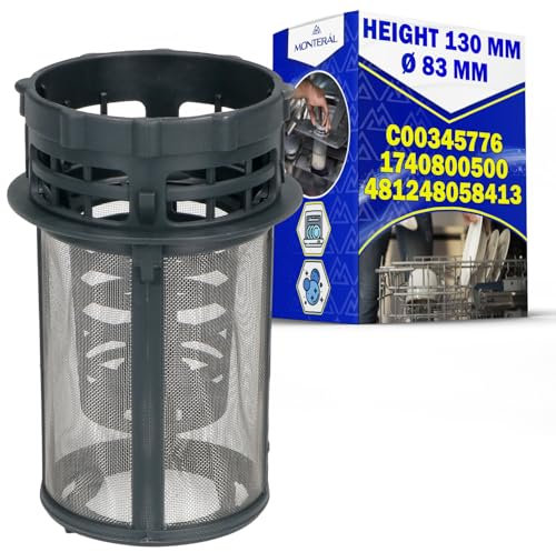 Filtro per Lavastoviglie Ø 83 mm con Codice Originale C00345776 per Indesit per Ariston 1740800500 per Beko per Blomberg 481248058413 per Whirlpool per Bauknecht - MONTERAL