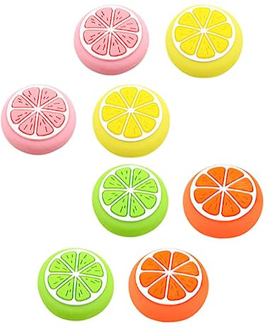 LABRIMP 8 Stück Silikon Joystick-Kappen Mit Zitronen-Frucht Analoge Aufkleber Daumenstick-Abdeckung