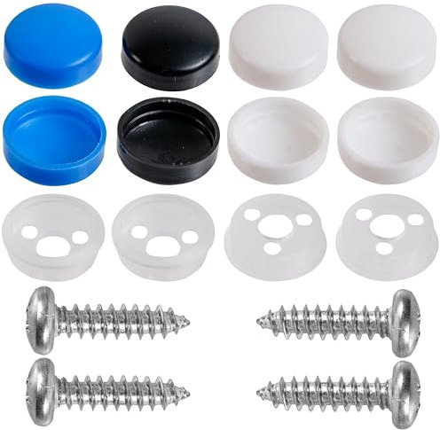 Kennzeichen Schrauben mit Bohrspitze, 24-teilig, M5 x 19 mm, Kennzeichenbefestigung mit Abdeckkappen, Befestigung KFZ Nummernschild, Auto Kennzeichenhalter, Pkw Abdeckung Kennzeichenschrauben Kit