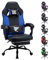 Play haha.Ergonomic Gaming Chair with Footrest, High Back Office Chair with Lumbar Support and Headrest, PU Leather Reclining Swivel Chair for Home and Office (Blue,With footrest)