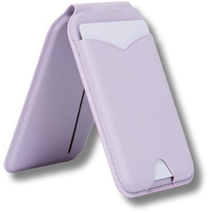 Mag-Safe Wallet with Mirror & Stand, Strong Magnetic Hold, RFID Blocking Card Holder, Magnetic Card Wallet for Mag-Safe iPhones, Slim MagSafe Accessory for iPhone case. (Lilac)