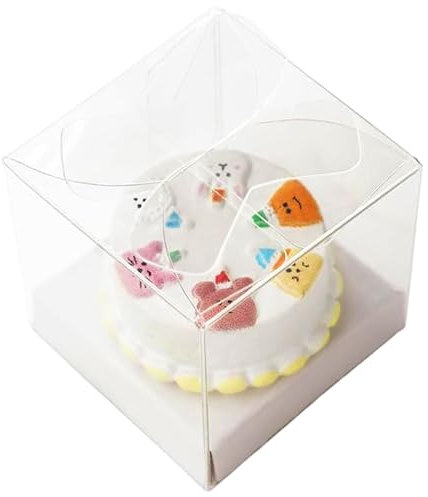 Ligeinsrk 2 Sets Mini -Kuchen, 1/12 Skala -Mini -Harz -Lebensmittel mit klarer Kiste, realistische kleine Dessertgebäckbäckerei für Puppenhausküchen und Esszimmer, Kuchen, Harzfutter