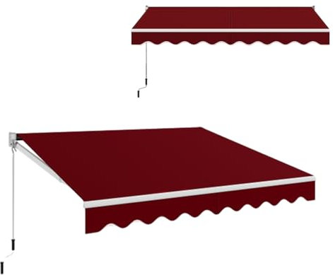 GOPLUS Toldo Retráctil Manual, Toldo Plegable Impermeable y Protección Solar, Manivela, Ángulo Ajustable 40-100° y Brazo Articulado, Ventana Puerta Balcón Terraza Jardín Tienda (295X250CM, Rojo Vino)