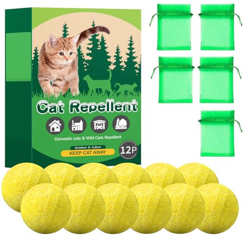12Pcs Cat Deterrent Cat & Dog Nature for Home Kitchen Yard (Yellow)