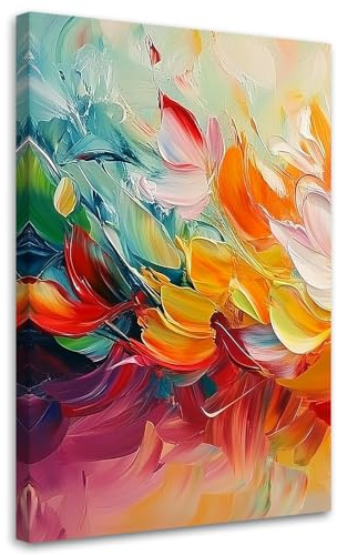 Feeby Wandbilder - Bilder Schlafzimmer - Bunte moderne Abstraktion - 40x60 1tlg - Wohnzimmer Bild Groß - Wohnungs - Foto Geschenk - Leinwand Wall Art - Wand Deko