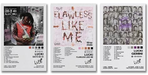 Generisch A Set Of 3 Luc-ki Poster Rapper Music Album Cover Signed Für Zimmer, Ästhetische Leinwand-Wandkunst, Schlafzimmer-Dekor 12x18inch(30x45cm)-3pcs