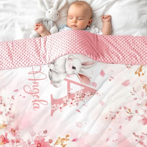 NIBESSER Babydecke mit Name Personalisierte Kinderdecke Baumwolle Individuelle Krabbeldecke doppelseitig Kuscheldecke Geschenk für Mädchen oder Jungen