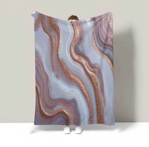 Kuscheldecke Roségoldener Grauer Marmor, Moderner Luxus Decke, Flauschige Wohndecke Wohndekoration Roségold Couchdecke Für Wohnzimmer Wohnung Feiertags 180x220cm