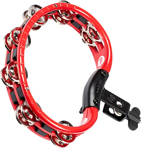 Meinl Percussion Tambourine Montierbares Instrument - 2-reihiges Tamburin - Mit Halterung - ABS Kunststoff / Stahl, Rot / Silber (TMT2R)