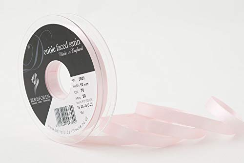 Berisfords Double FACE Poly Satin Ribbon, Pale Pink, 10 mm