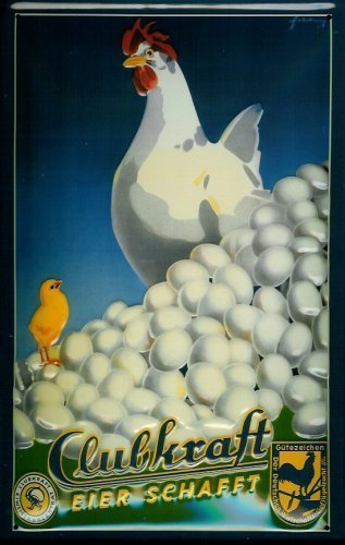 Clubkraft Eier schafft Blechschild Schild Blech Metall Metal Tin Sign 20 x 30 cm