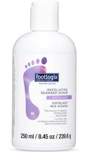 Footlogix - Peeling aus Seetang; sanftes Peeling ohne Irritation; mit organischen Mikroalgen, ätherischen Ölen und poliertem Bimsstein; glättet Füße, Beine und Körper – für Pediküre, Massage – 240 ml
