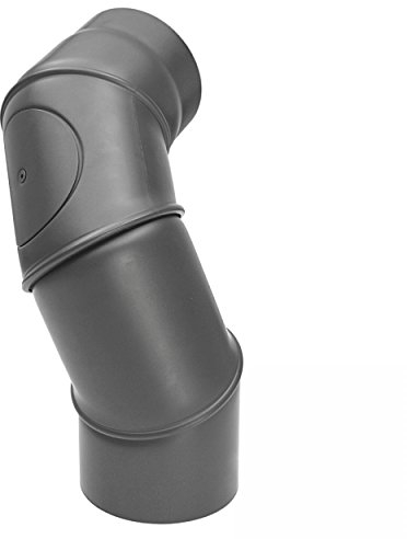 raik Rauchrohrbogen/Ofenrohrbogen Multibogen mit Tür 4-teilig 0-90° drehbar 150 mm Durchmesser 2 mm Stahlblech Gussgrau SH062-150-gg