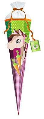 ROTH 3D Bastelschultüte Pferd Huppi 80cm 6-eckig Rot(h)-Spitze Filzverschluss